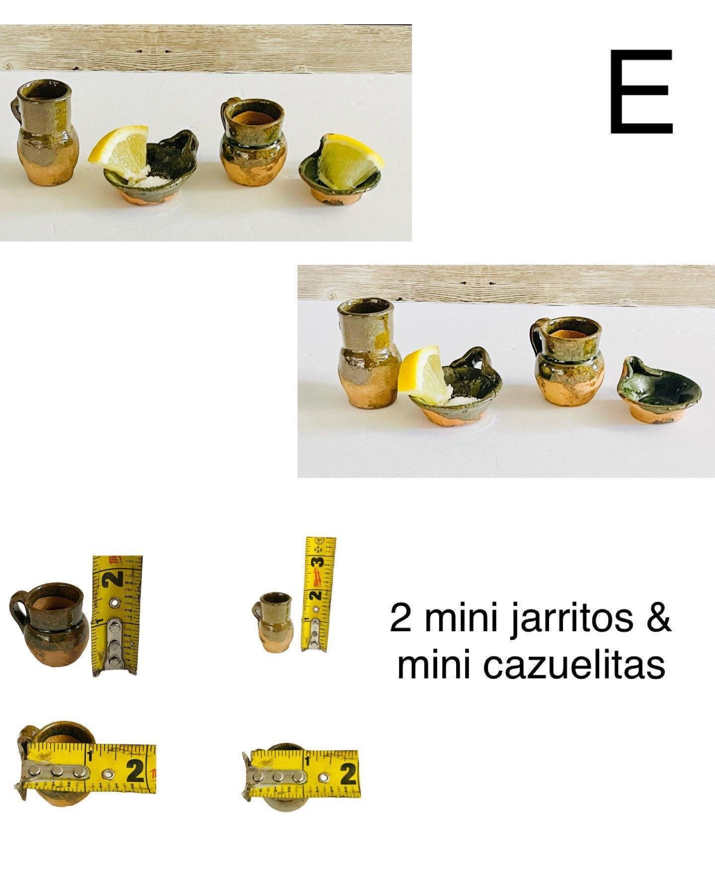 Mini Cantaritos for Tequila Shots with Mini Plates Mini Tequileros Y Cazuelitas de Barro