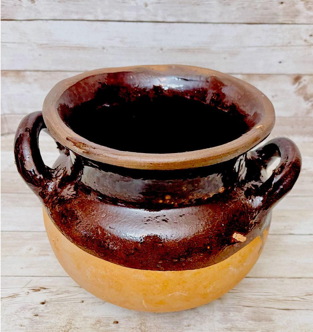 2x Olla de Barro Vidriado Chocolatera oh Frijolera 2x Terra Cota Bean Or Hot Chocolote Pots 6 & 5 Inches Tall