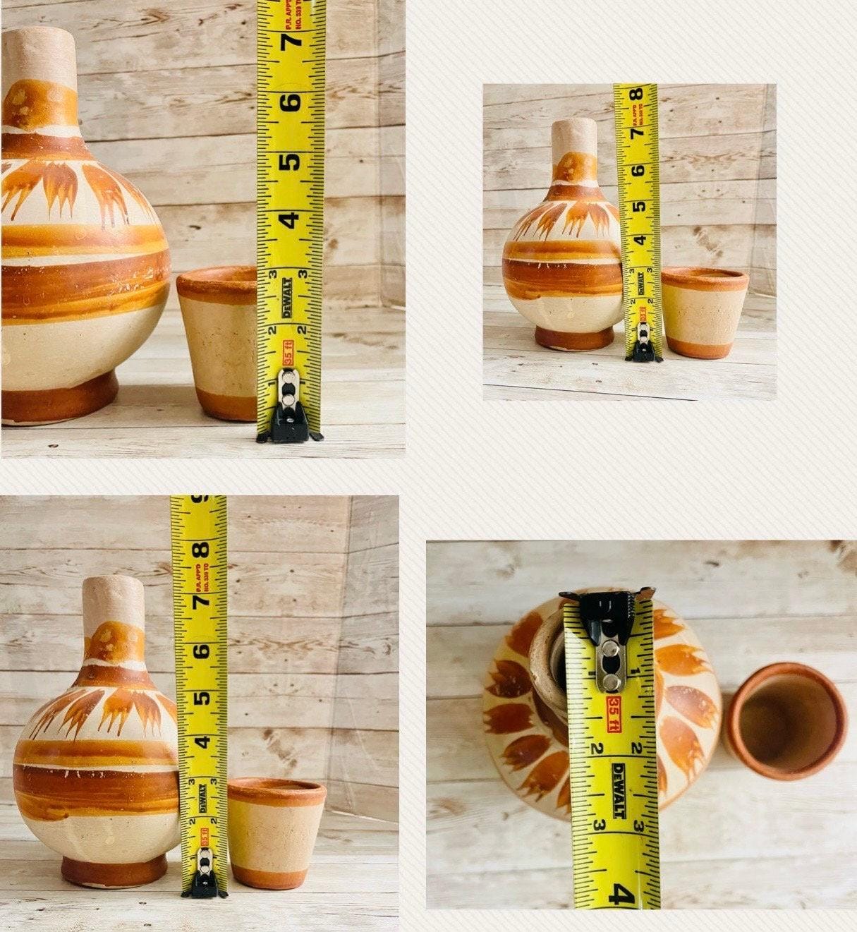 2x Mexican Clay WaterJug & Cup 2 BotellГіnes GarrafГіn de Barro con Tapa Mexicano
