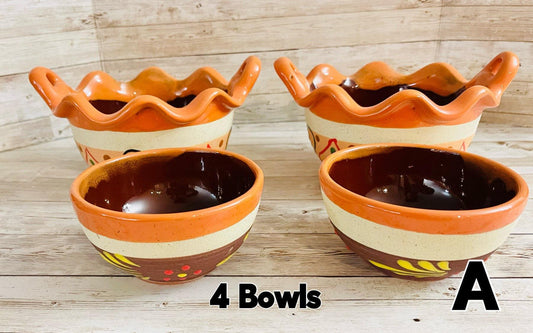 Terra Cota Mexican Soup Clay Bowls Platos Pozoleros de Barro Engove