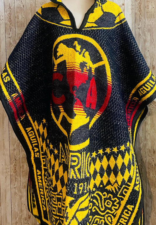 Poncho Mexicano Grueso del Club America Poncho de Futbol Mexicano Mexican Thick  Soccer Poncho