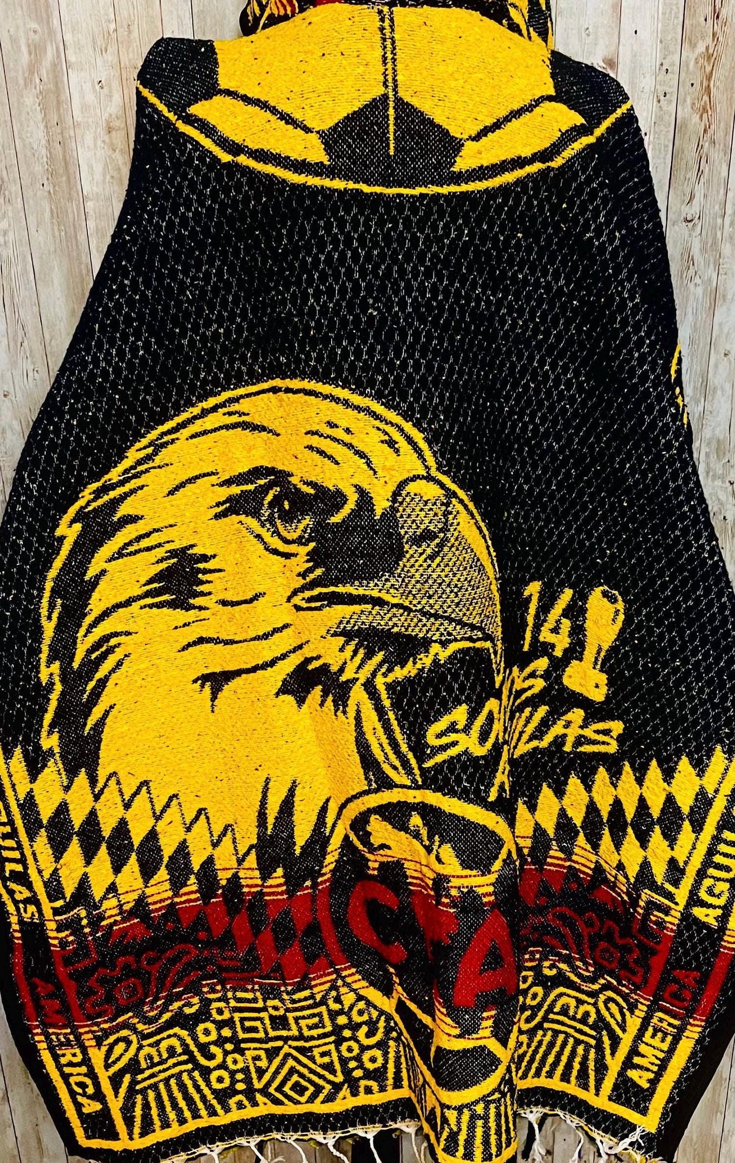 Poncho Mexicano Grueso del Club America Poncho de Futbol Mexicano Mexican Thick  Soccer Poncho