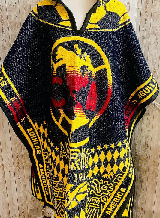 Poncho Mexicano Grueso del Club America Poncho de Futbol Mexicano Mexican Thick  Soccer Poncho