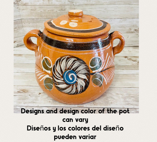 Terra Cota Clay Pot for Beans Soups Olla Tonala de Barro para Caldos Frijoles Sopas