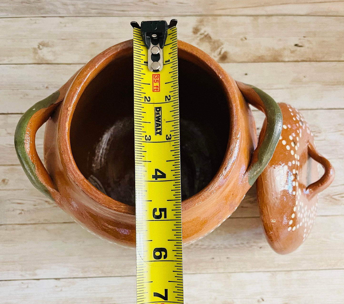 Terracota Bean Pot Salsa Bowl with Spoon & Salt Shaker Olla de Barro Salsero con Cuchara y Saleros