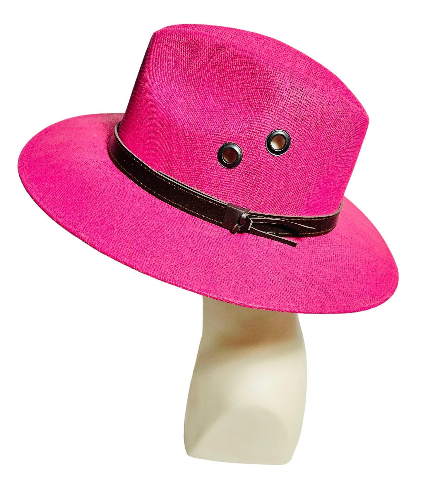 Classic Panama Style Pink Hat Sombrero Clasico Tipo Panama Rosa Medida Medium