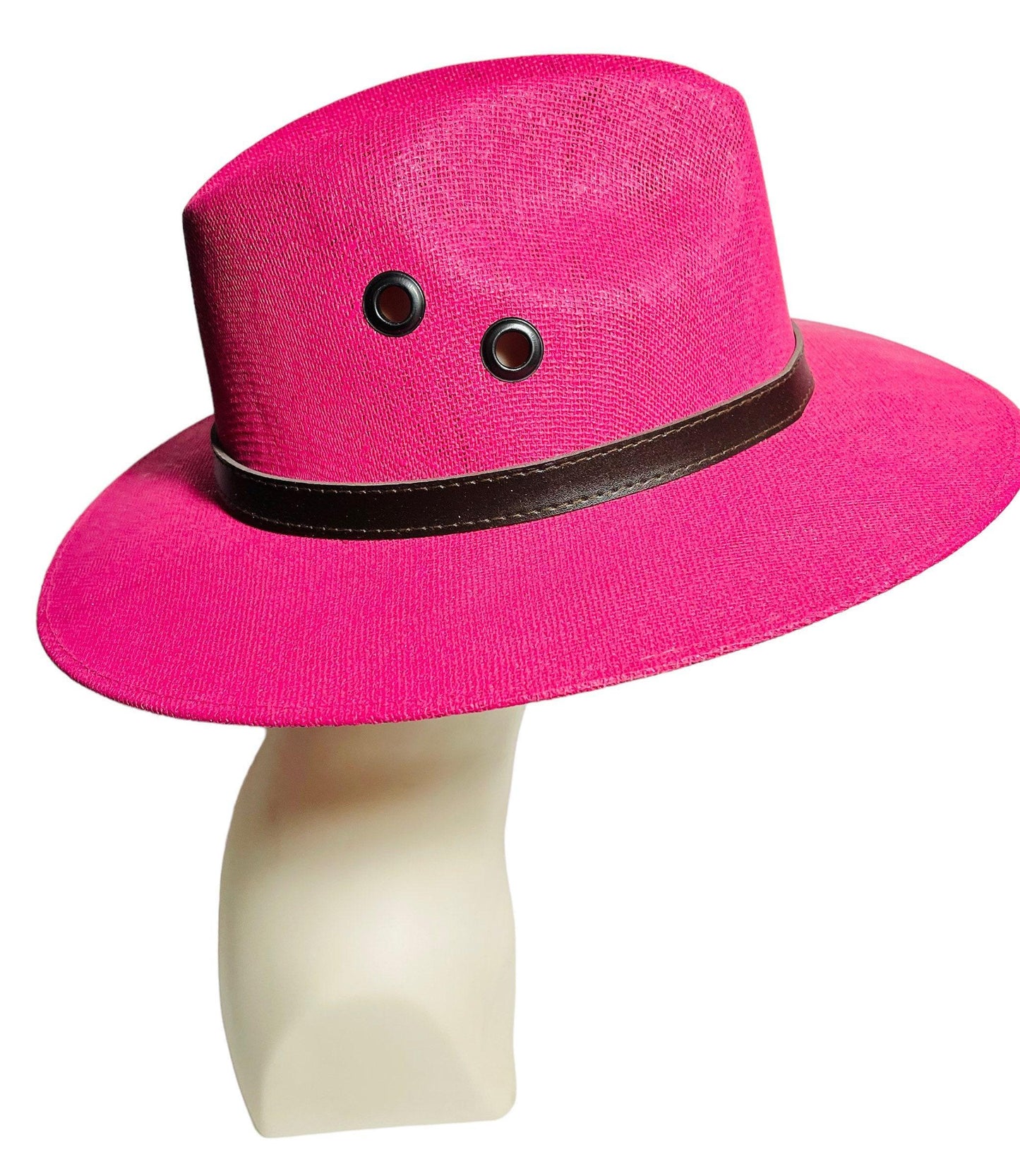 Classic Panama Style Pink Hat Sombrero Clasico Tipo Panama Rosa Medida Medium