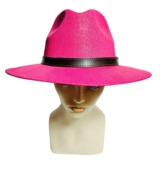 Classic Panama Style Pink Hat Sombrero Clasico Tipo Panama Rosa Medida Medium