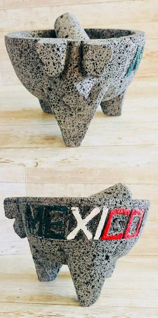 Molcajete/Tejolote Authentic Mexican Mortar & Pestle Made From Lava Rock “Pig Molcajete Mexicano Molcajete Mexicano de Piedra Volcanica