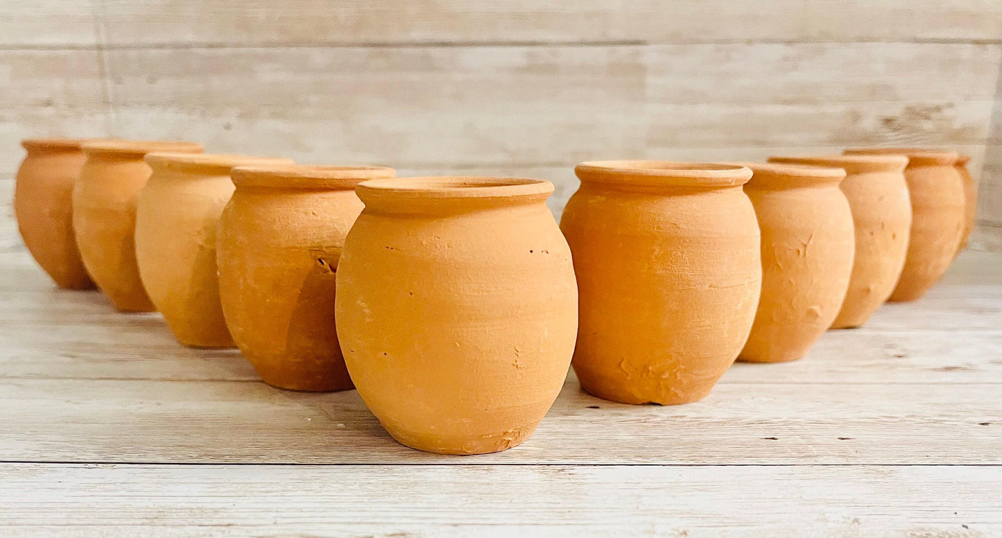 Mini Cantaritos for Tequila Shots or Hot Tea Mini Tequileros Mexicanos 2 1/2 - 3 Inches Tall