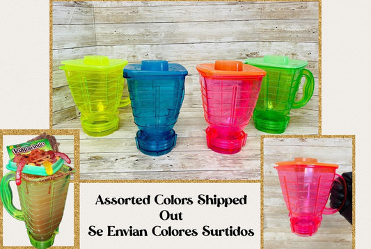 Licuachelas Mexicanos para Bebidas y Botanas 1 Litro Se Envian Colores Surtidos Mexican Plastic Drink Blender Cups for Drinks and Snacks