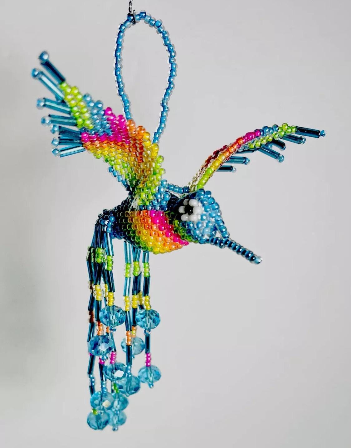Mexican Chaquira Hummingbird Keychain Ornament ColibrГ­ Hecho en Chaquira