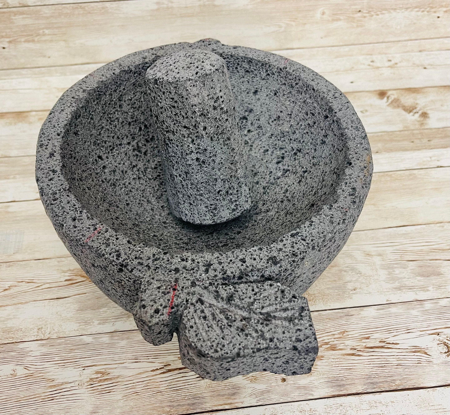 Leaf Molcajete/Tejolote Authentic Mexican Mortar & Pestle Made From Lava Rock Molcajete DiseГ±o de Hoja Mexicano de Piedra Volcanica