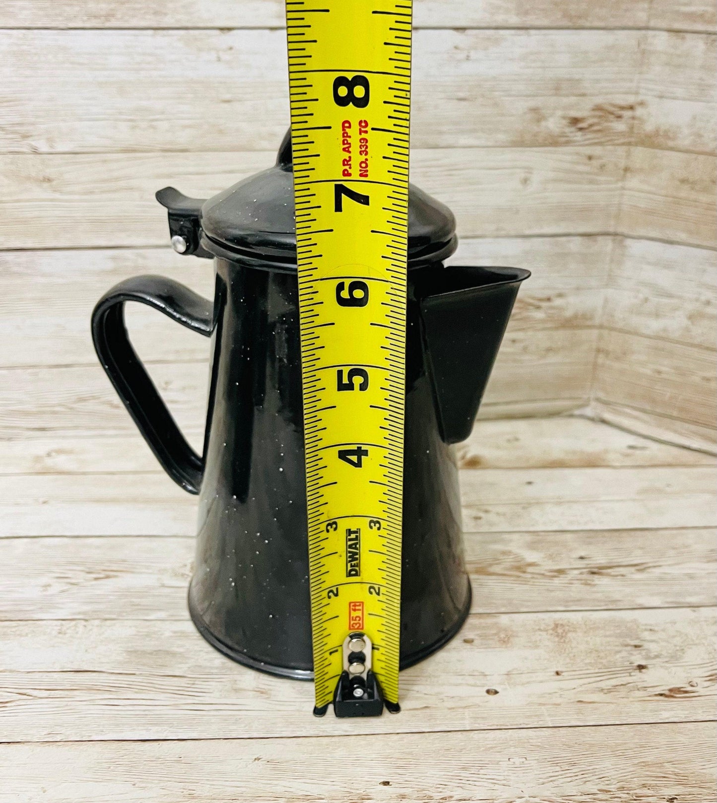 Enamelware Coffee Tea Pot & 2  Cups Cafetera de Peltre con 2 Tazas Peltre Mexicano