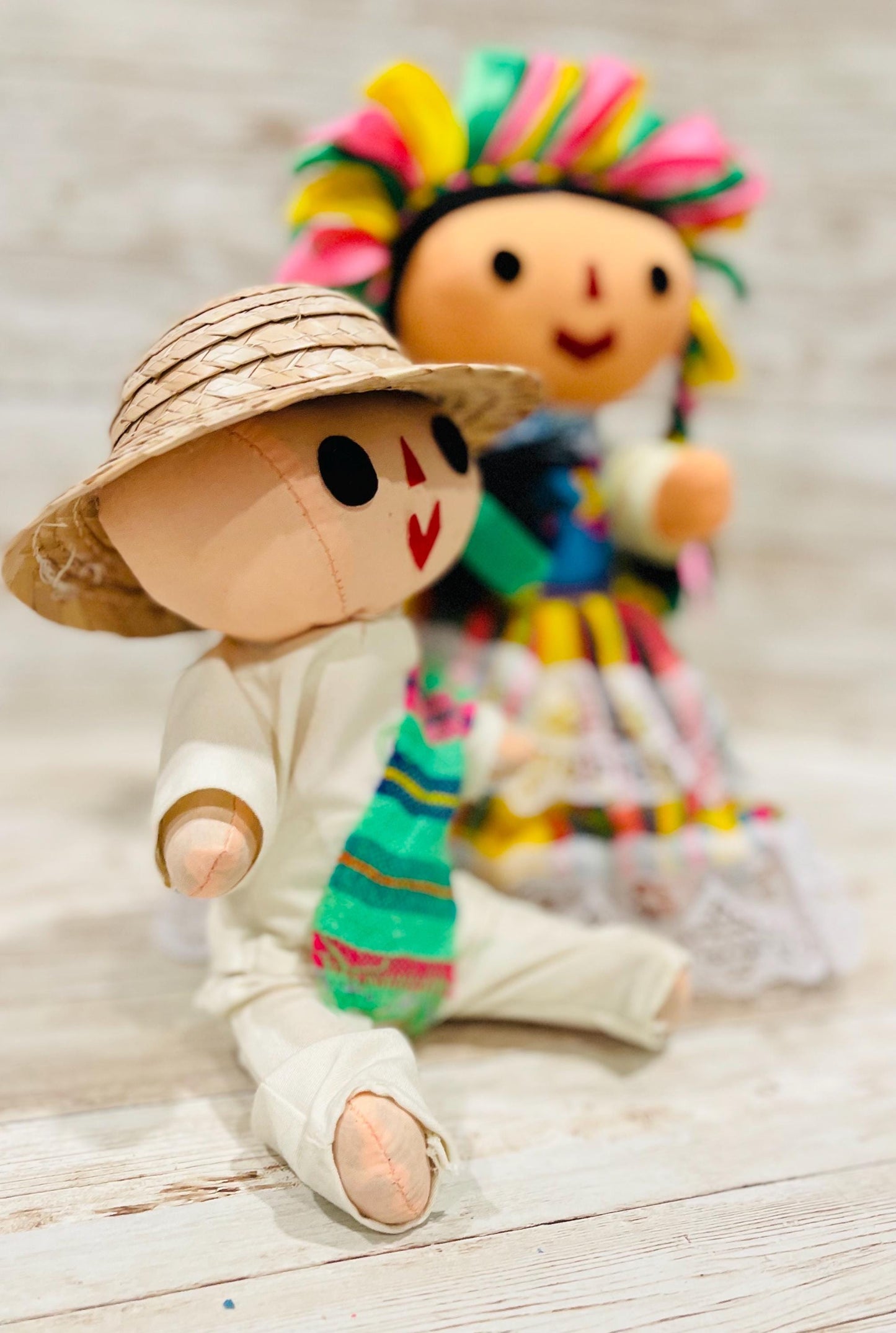 2 Set Rag Mexican Couple Lele Dolls 12 Inches Pareja de Leles MuГ±ecas Artesanales Mexicanas 12 Pulgadas