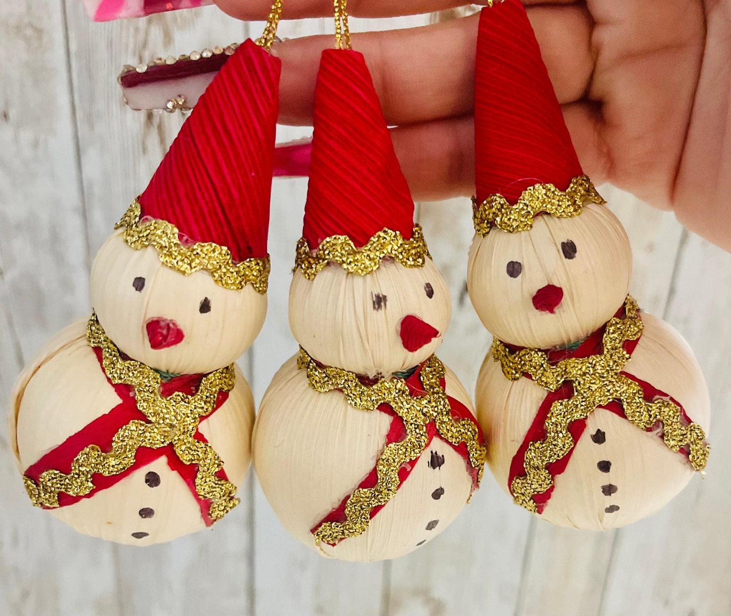 Mexican  Cornhusk Christmas Ornaments Adornos Colgantes Navideños Muñecos de Nieve de Hoja de Maiz Mexicanos