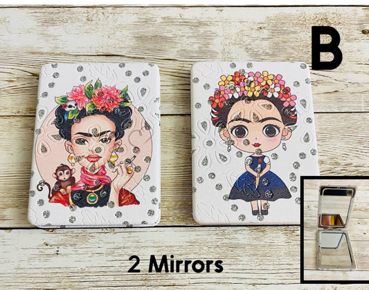 Frida Kahlo Pocket Mirrors and Earrings Aretes de Frida Kahlo y Espejos