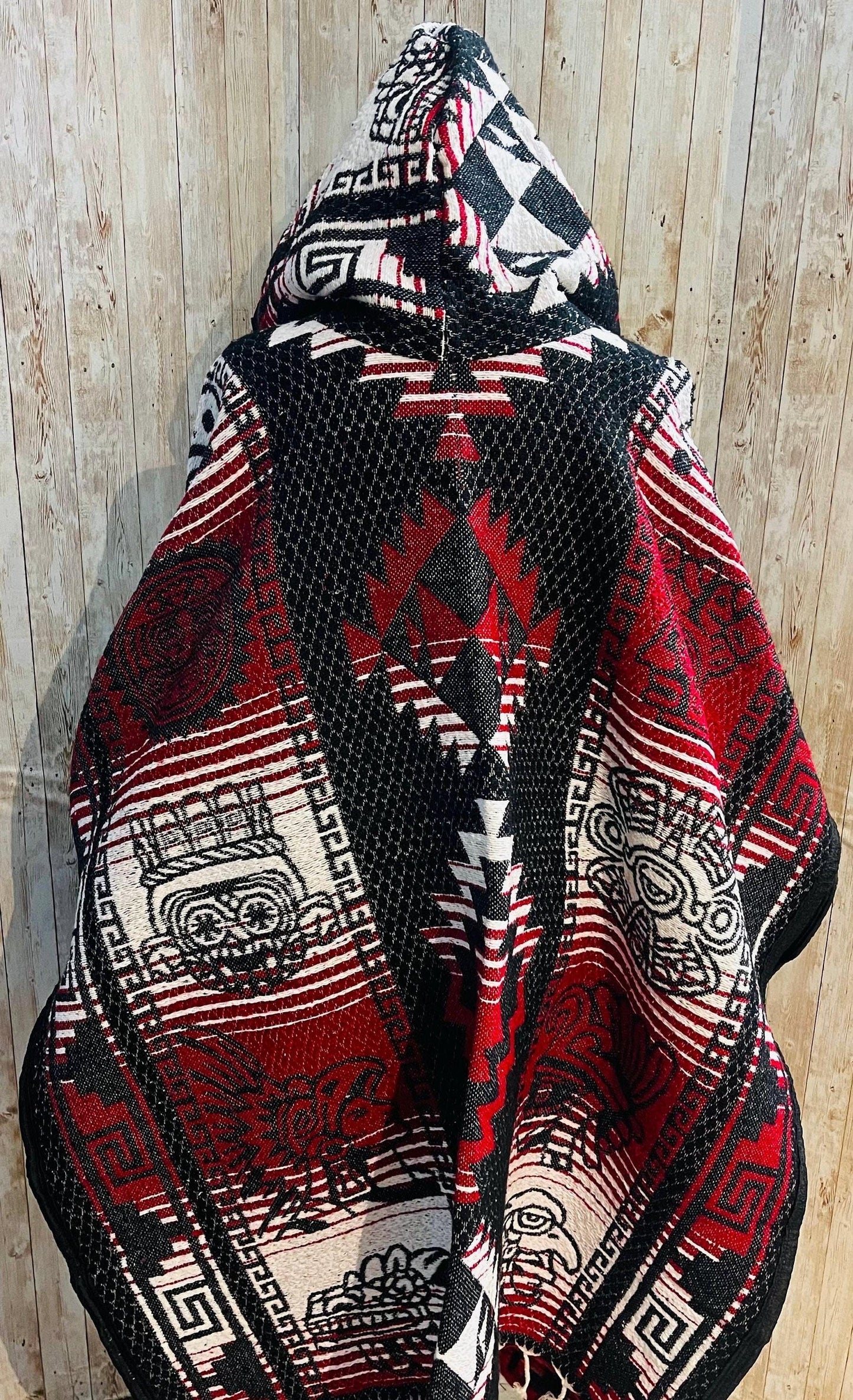 Poncho Mexicano  Calendario Azteca Con Gorro Mexican Aztec Calendar Poncho with Hoodie