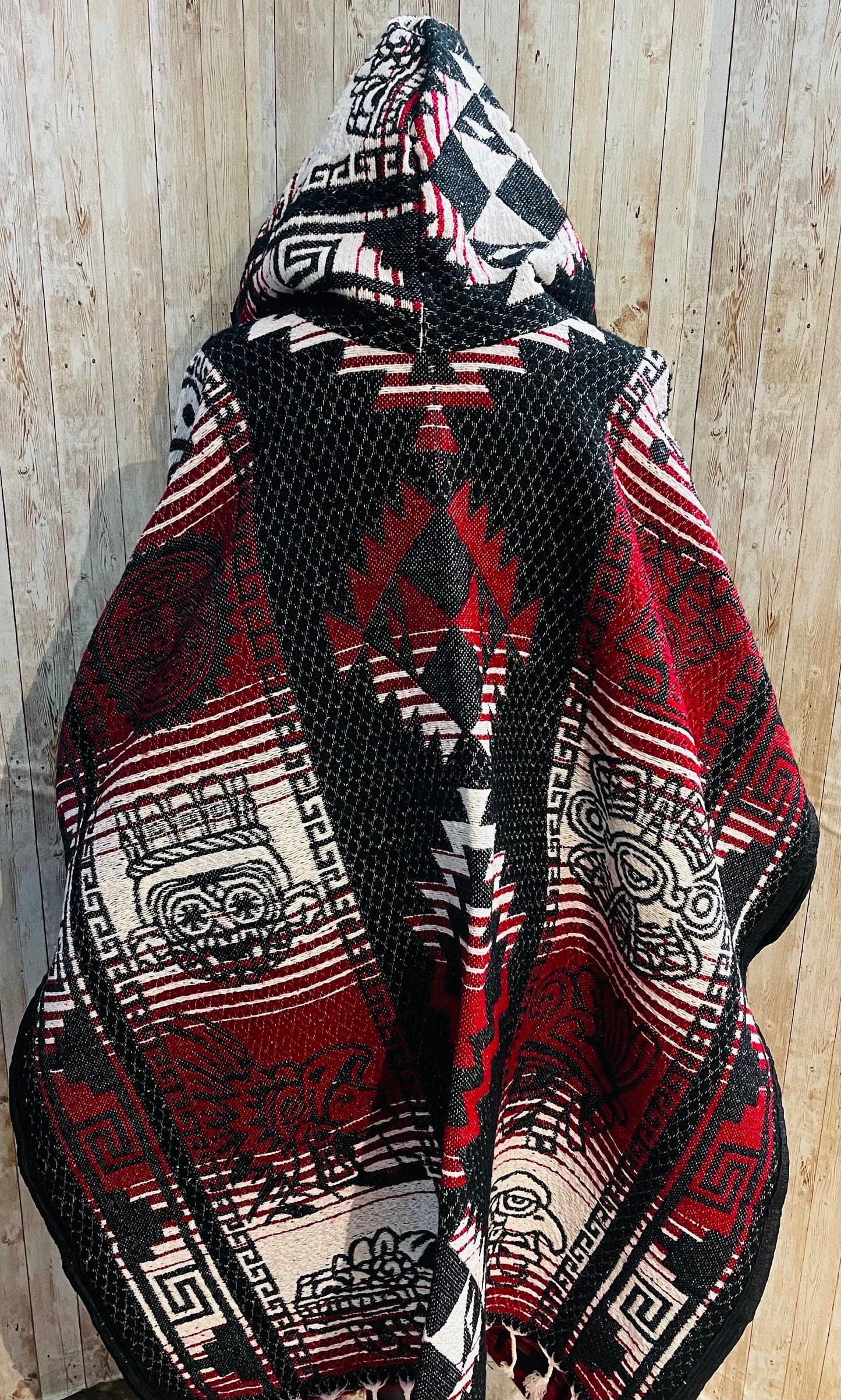 Poncho Mexicano  Calendario Azteca Con Gorro Mexican Aztec Calendar Poncho with Hoodie