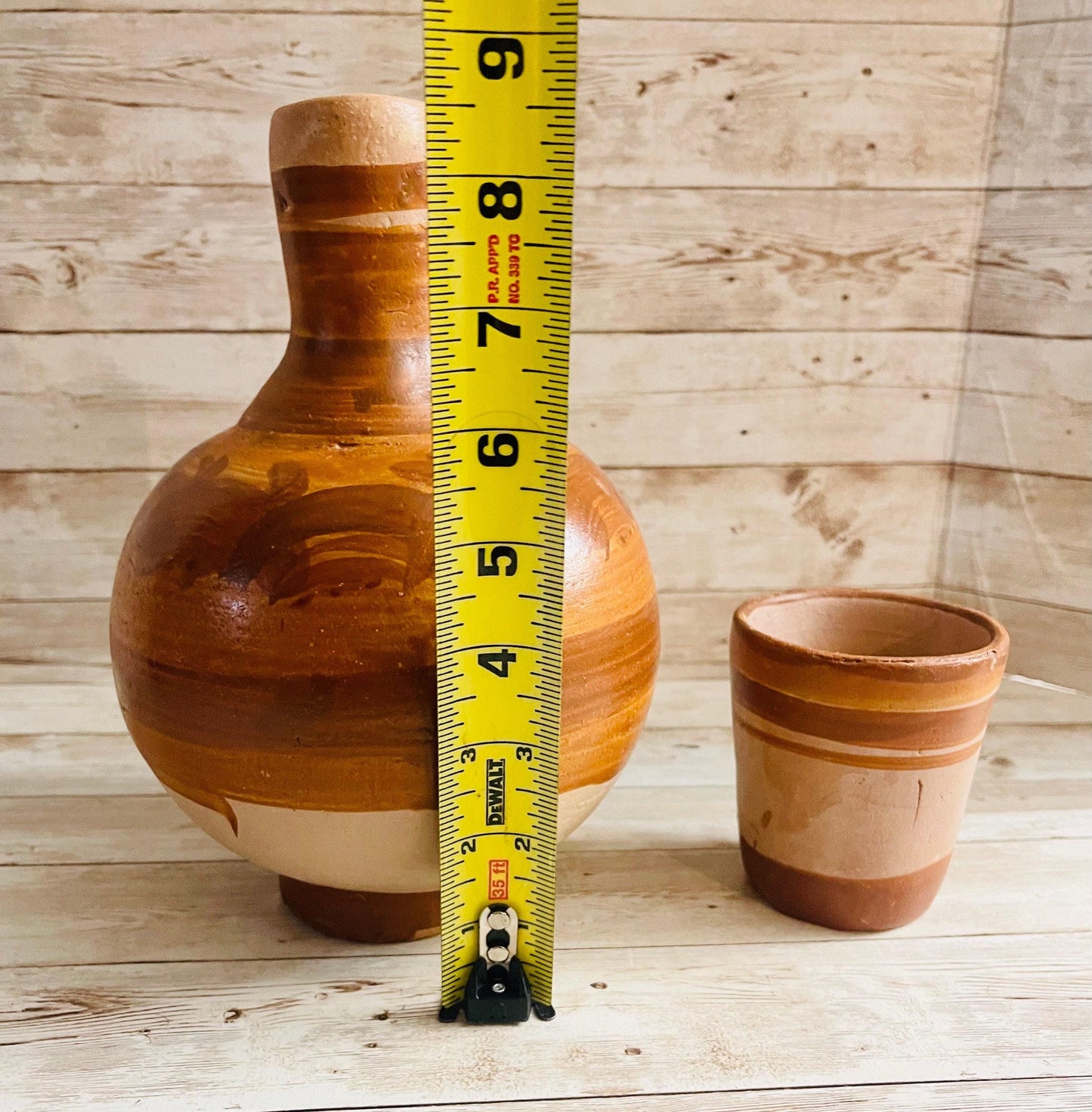 Mexican Clay WaterJug & Cup Botellón Garrafón de Barro Mexicano