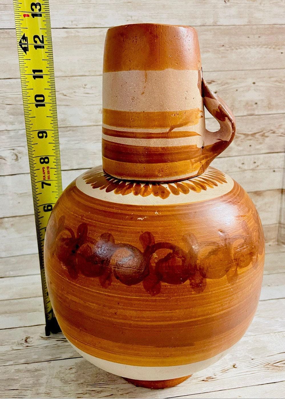 Mexican Clay WaterJug & Cup Botellón Garrafón de Barro Mexicano
