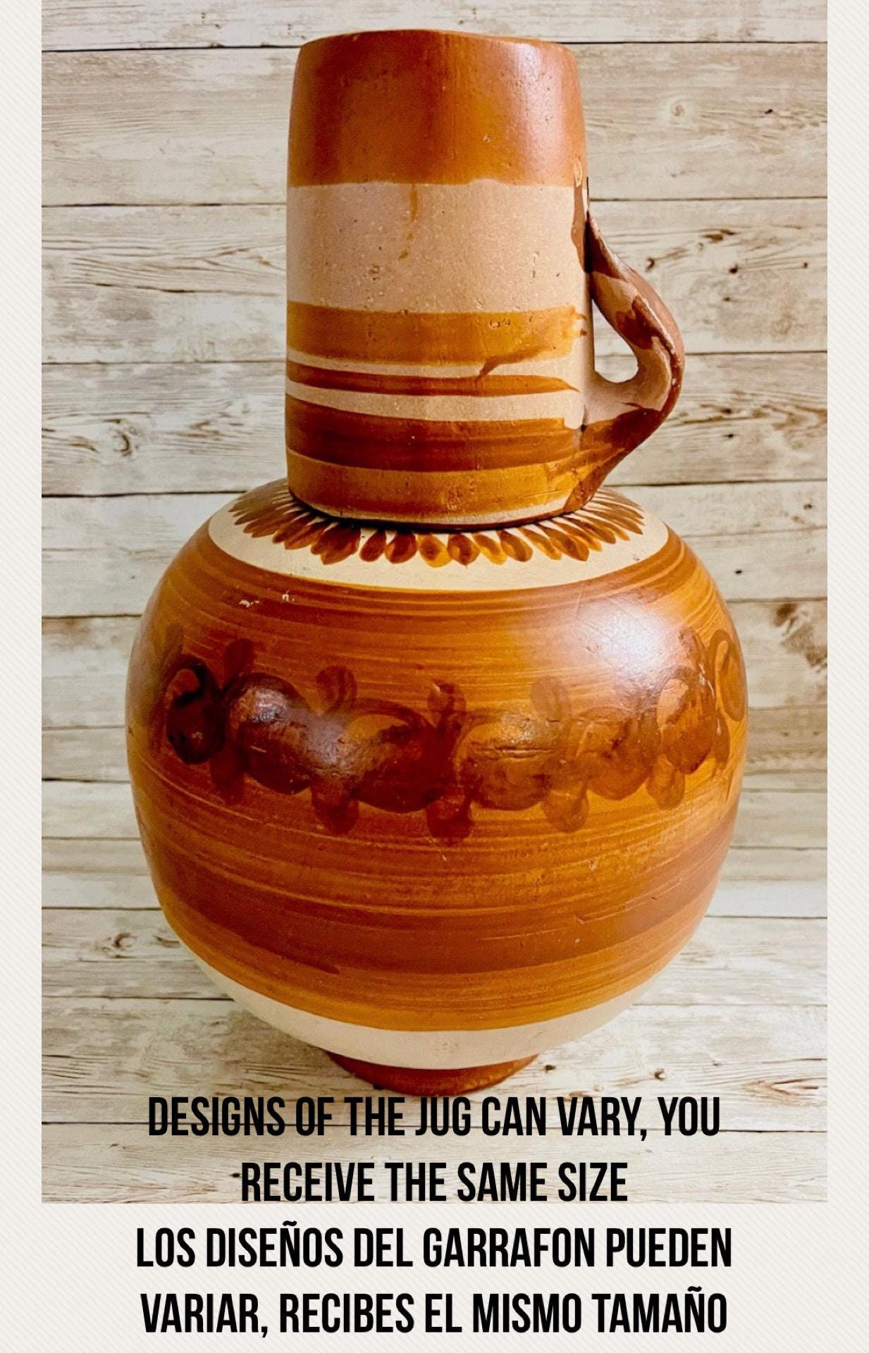 Mexican Clay WaterJug & Cup Botellón Garrafón de Barro Mexicano