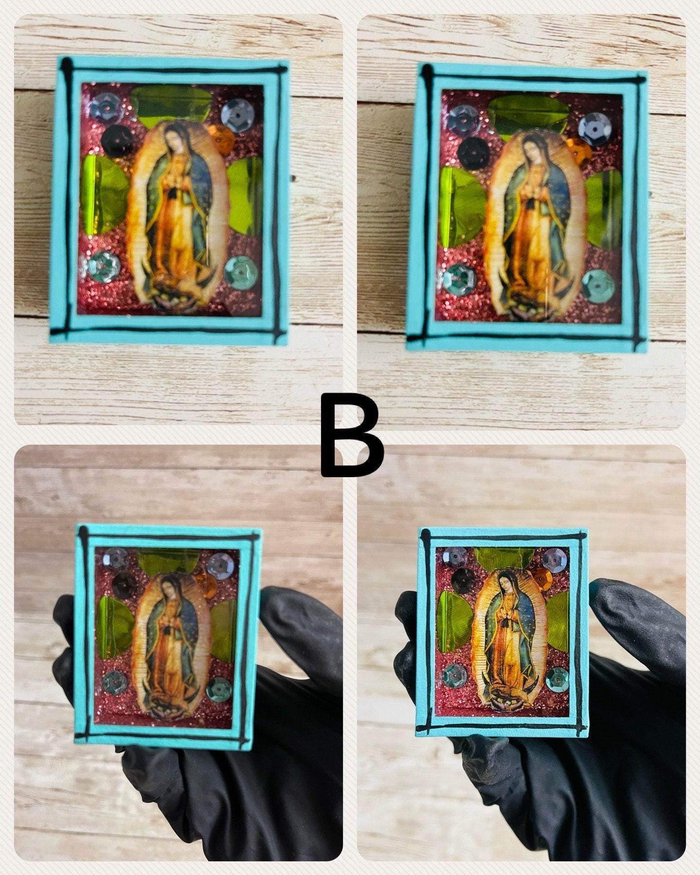 Nicho Mexicano Con Iman de La  Virgen Maria Virgin Mary Magnet Shadow Box Nicho