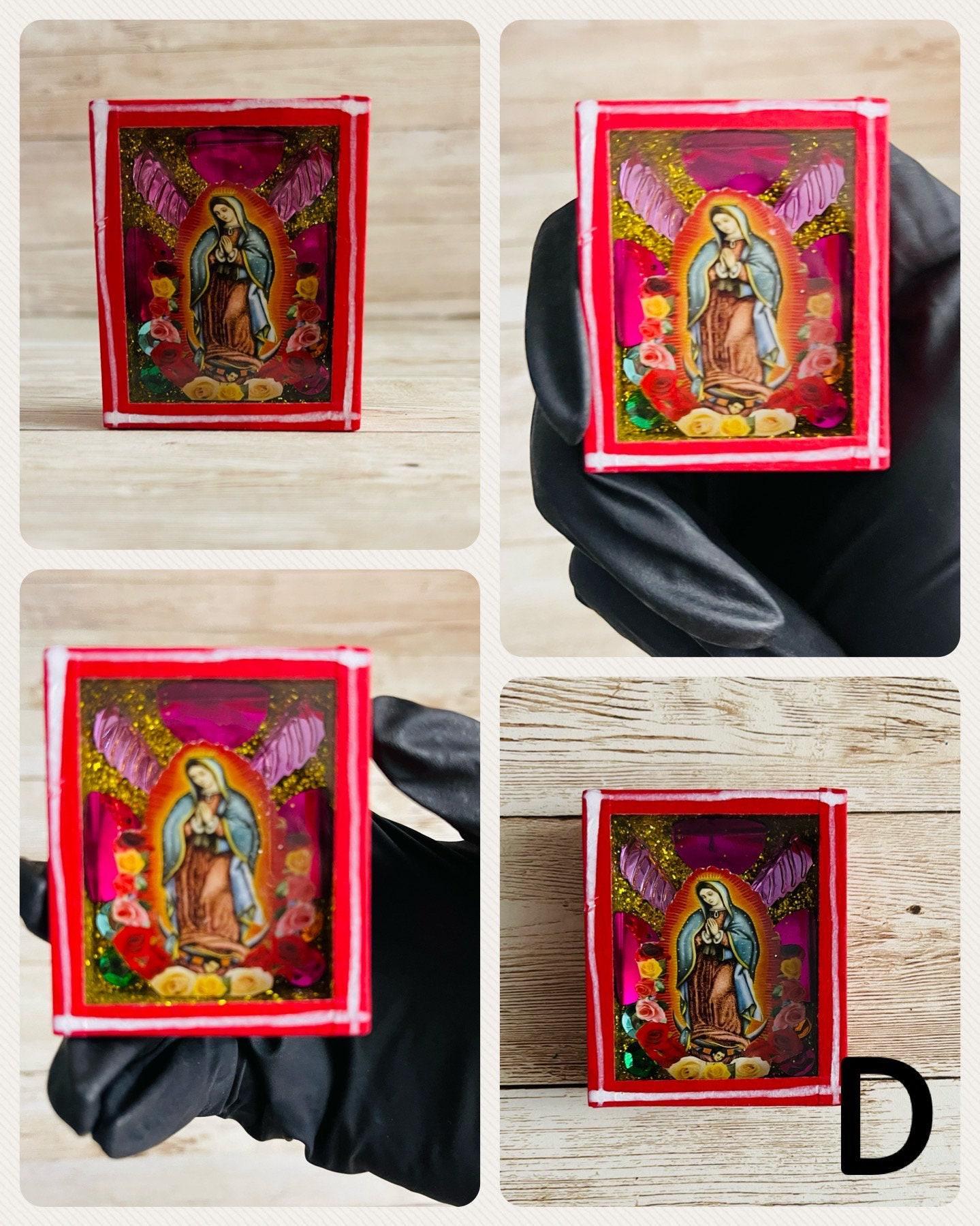Nicho Mexicano Con Iman de La  Virgen Maria Virgin Mary Magnet Shadow Box Nicho