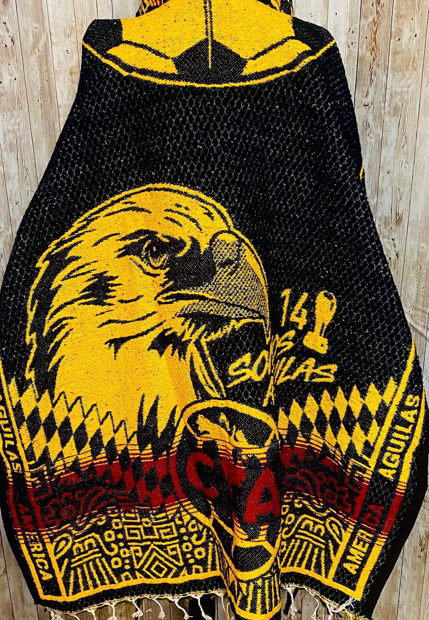 Poncho Mexicano Grueso del Club America Poncho de Futbol Mexicano Mexican Thick  Soccer Poncho