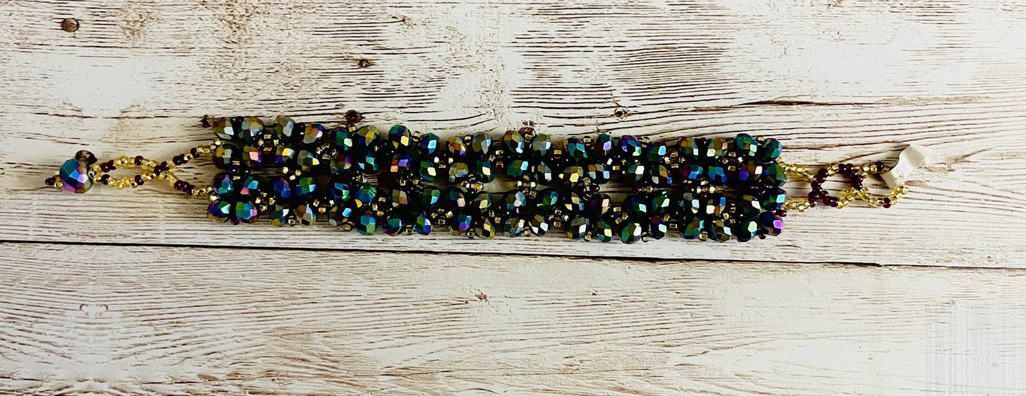 CHAQUIRA Huichol Mexican Bracelet Pulsera Chaquira Huichol Maya de Cristal