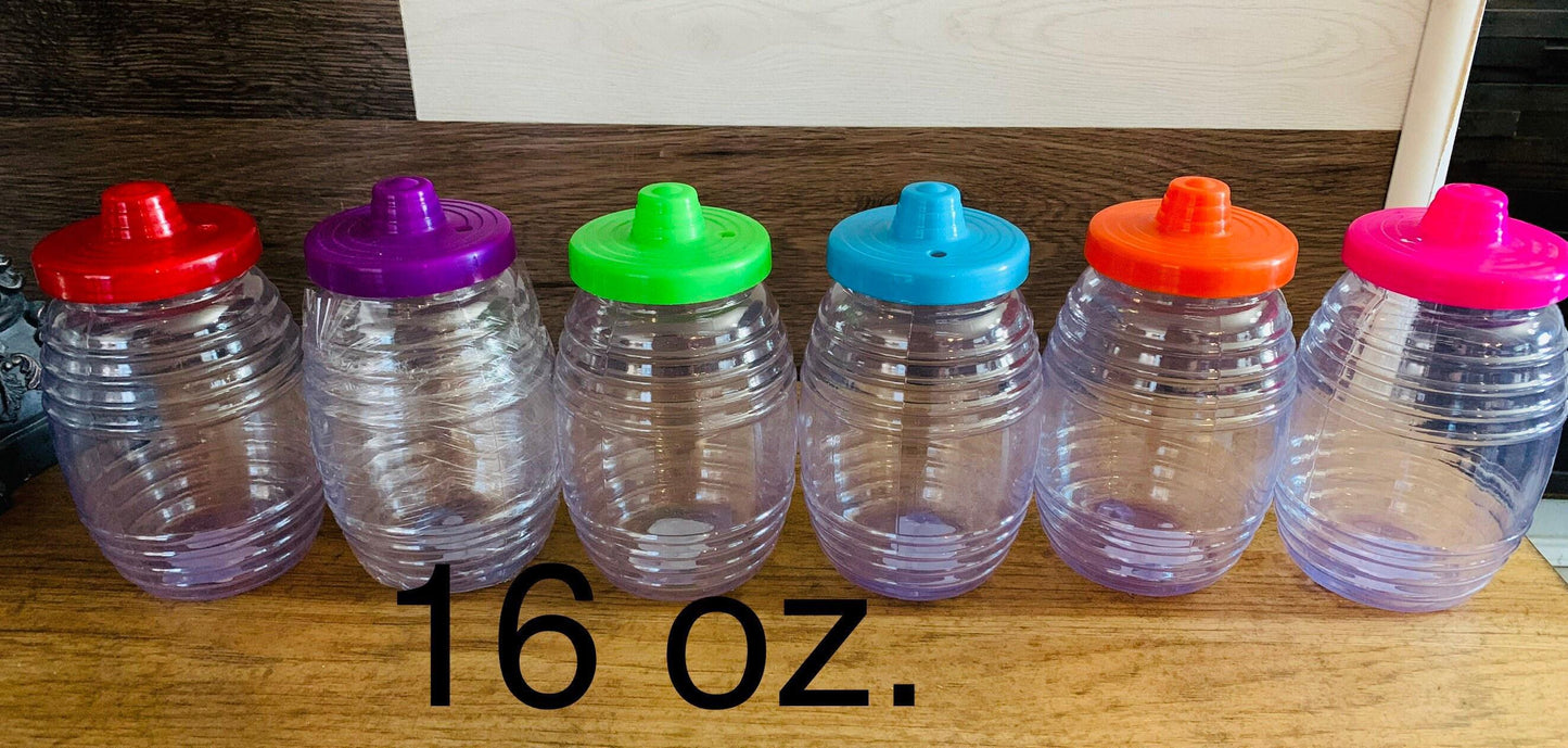 24 Vitroleros with Straw Lid Holes 16 oz 24 Vitroleros con Ollo para Popote