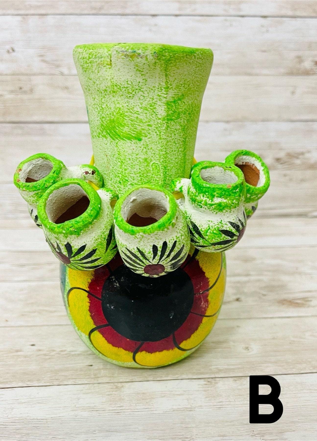 Terra Cotta Mexican Art Pottery Tequilero With 5 Mini Jarritos Licorera Artesanal Mexicana con 5 Mini Jarritos