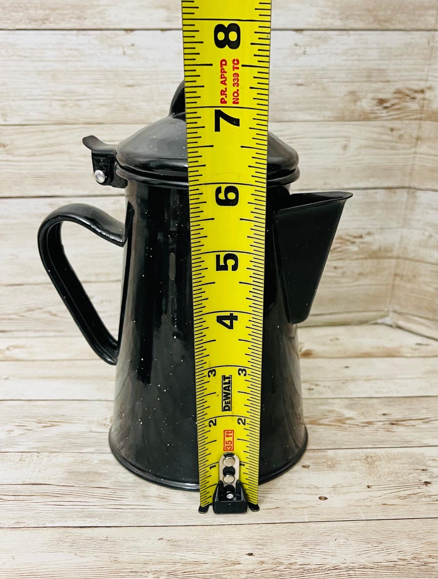 Enamelware Coffee Tea Pot & 2  Cups Cafetera de Peltre con 2 Tazas Peltre Mexicano