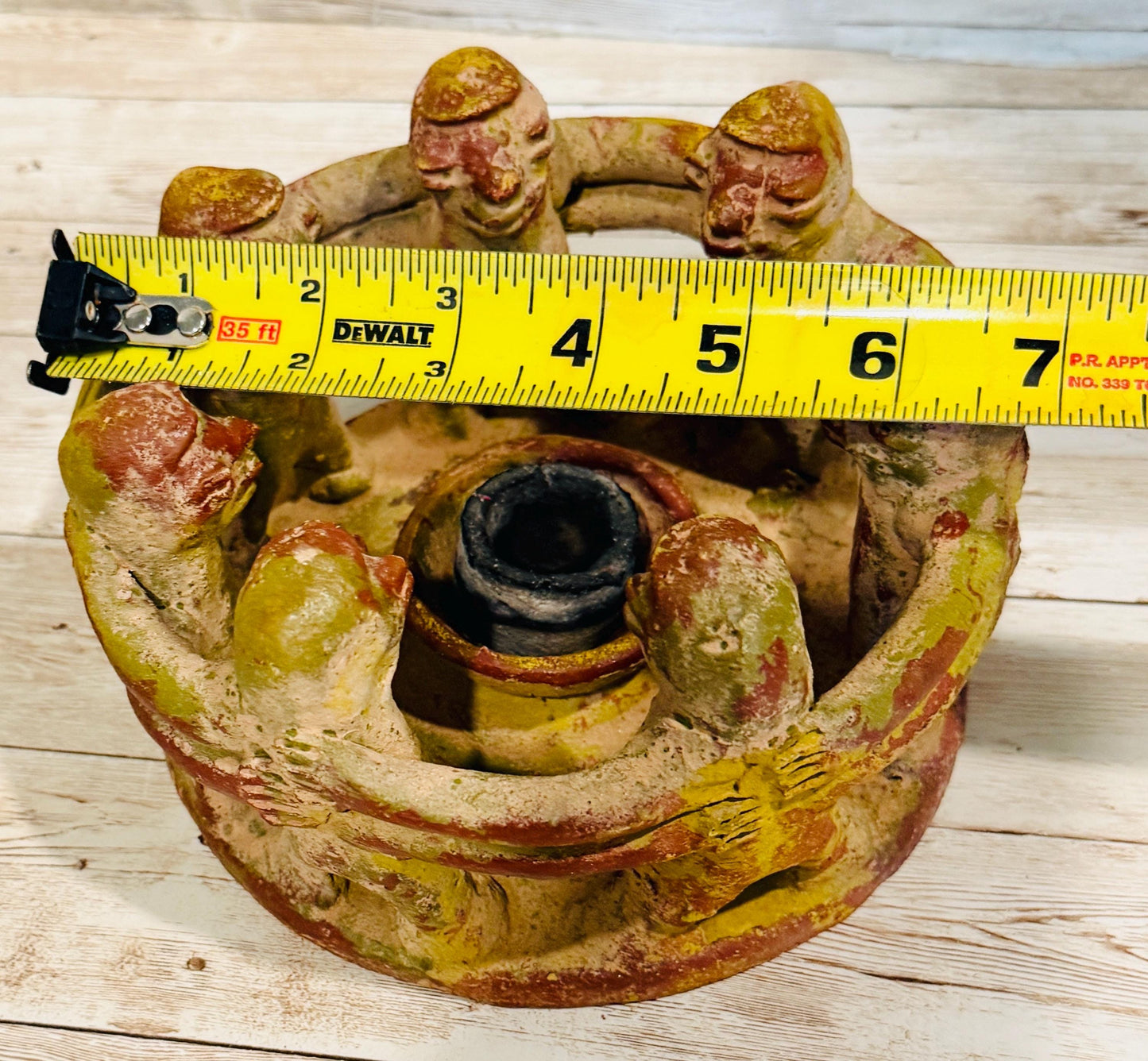 Mexican Clay Circle Friendship Sculpture Handmade Terracota Unity Candle Incense Holder Escultura de Amistad de Barro par Vela oh Incienso