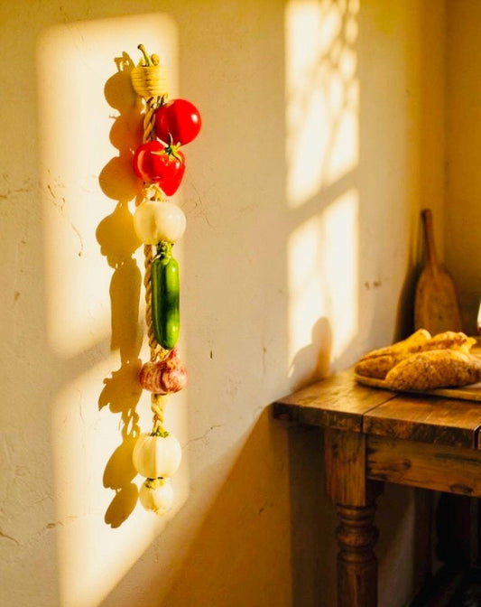 Decorative Hanging Vegetables on Rope Kitchen Deco Tomato Garlic Onion Pepper Decoracion de Verduras Mexicanas de Ceramica