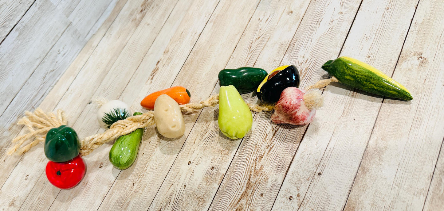 Decorative Hanging Vegetables on Rope Kitchen Deco Tomato Garlic Onion Pepper Decoracion de Verduras Mexicanas de Ceramica