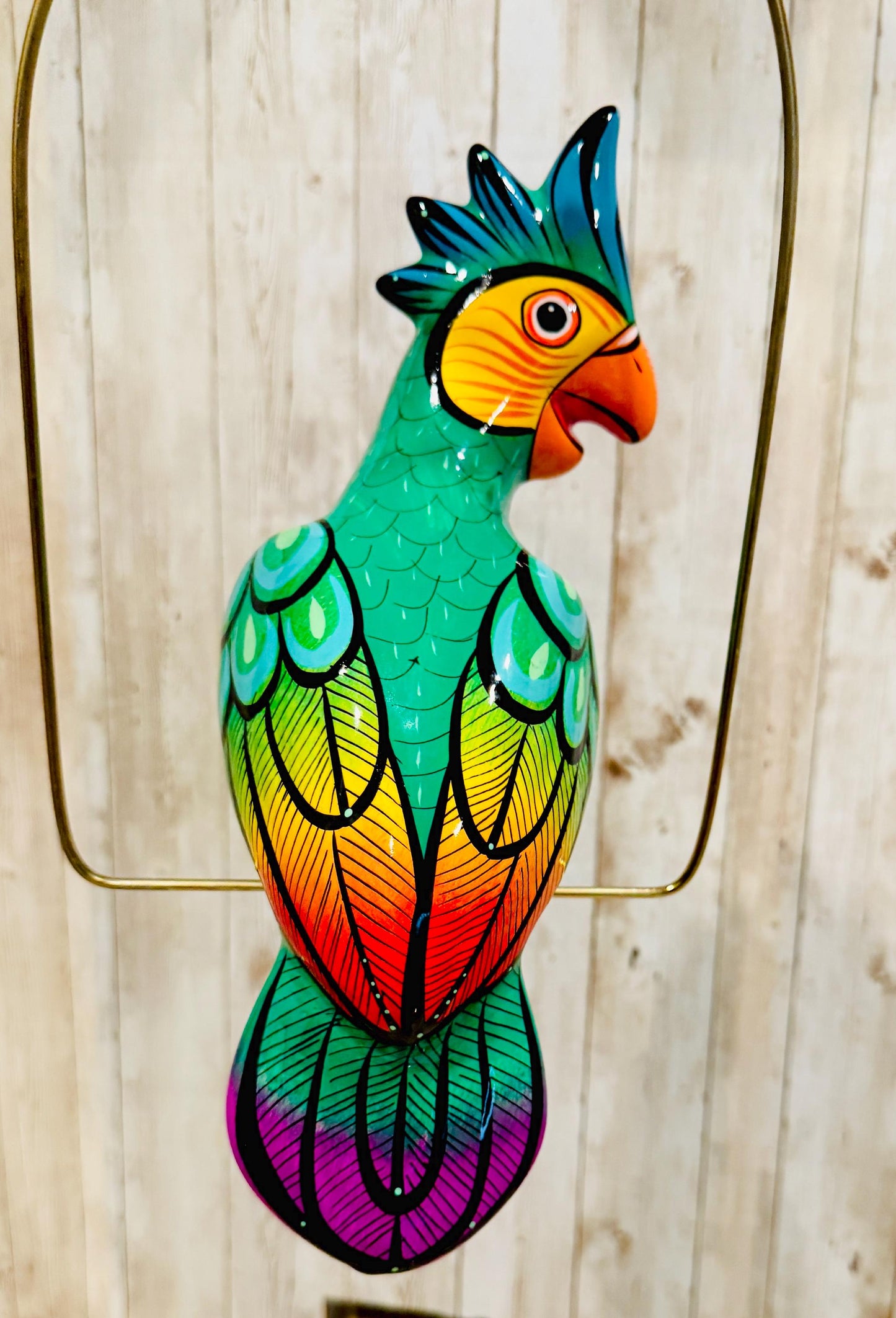 Hanging Exotic Bird in Ring Mexican Pottery Ceramic Pajaro De CerГЎmica