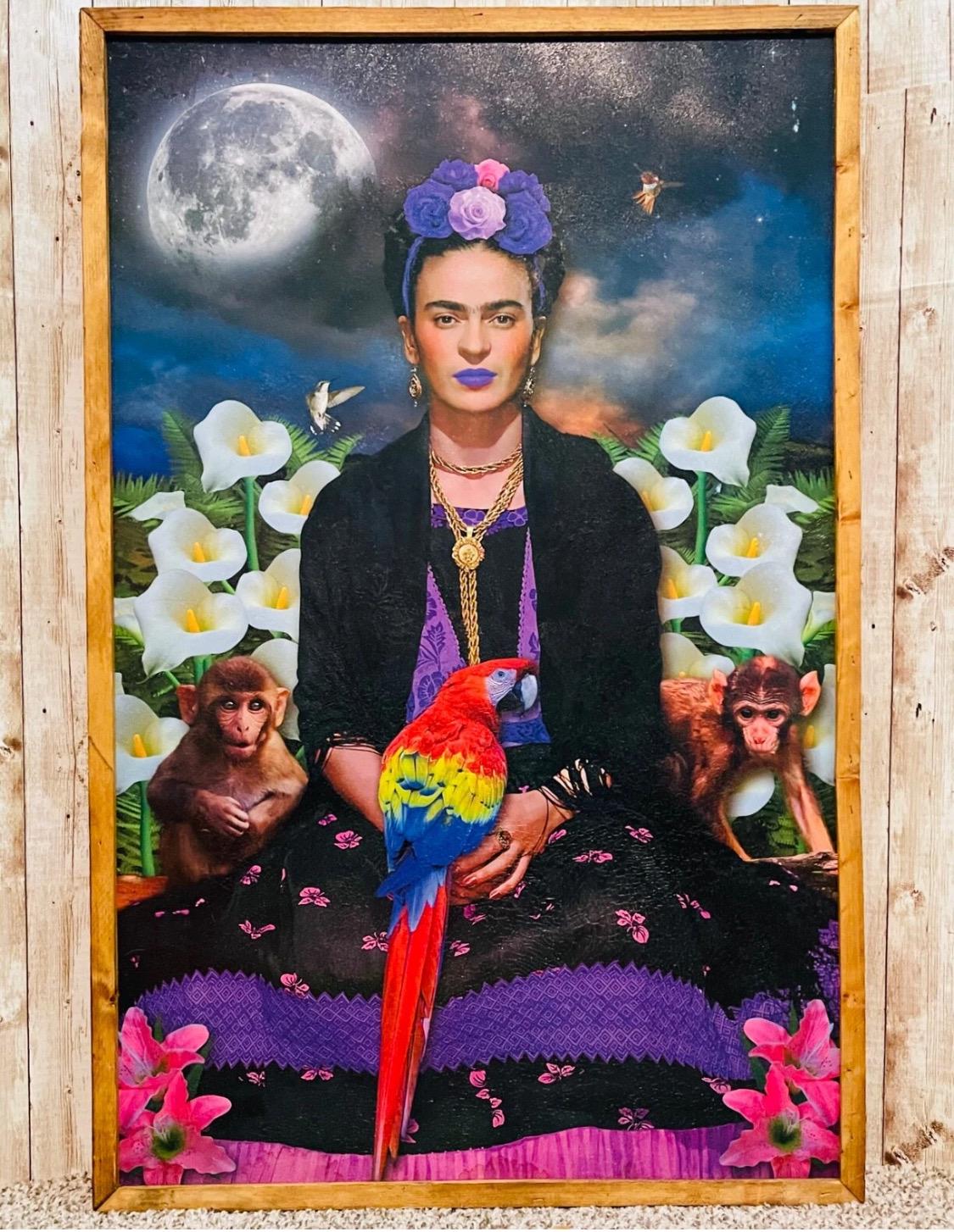 Mexican Artesanal Frida Kahlo Wood Frame Cuadro Artesanal Madera De Frida Kahlo