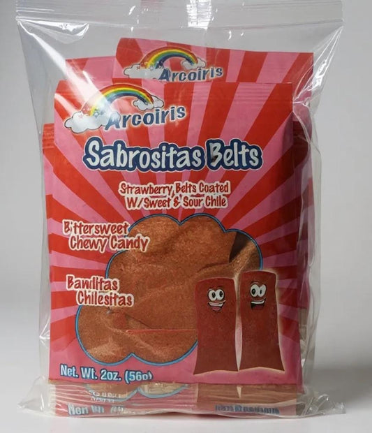 1 lb Mexican Strawberry Spicy Chamoy Belts 1  Libra De Cintitas de Fresa con Chamoy Picosositas Mexicanos Saladitos