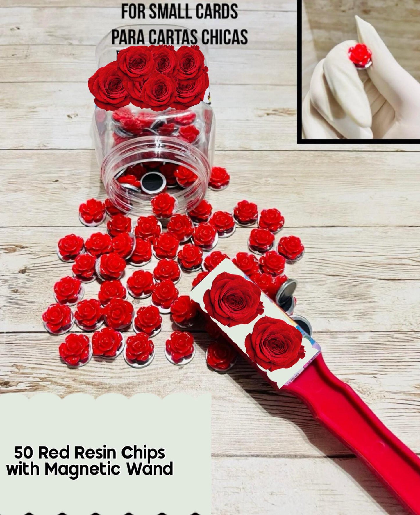 50 Fichas Magneticas Para Bingo con Pala Magnetica 50 Resin Filler Chips & Wand for Cards