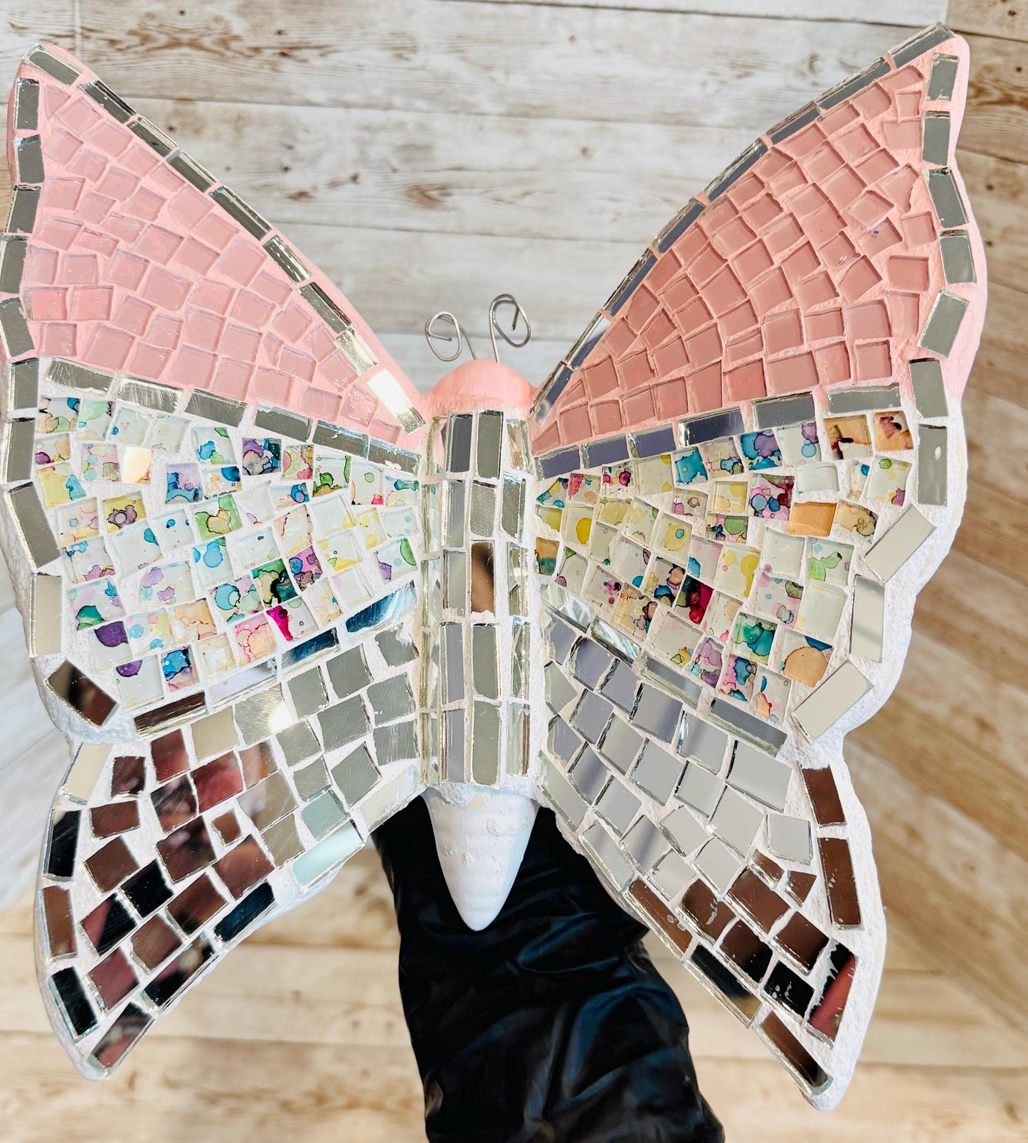Handmade Mosaic Butterfly Pink Wallart Decoration Mariposa de Mosaico Mexicana DecoraciГіn para Hogar y Jardin
