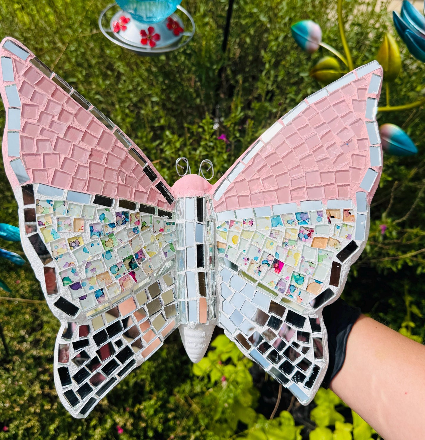 Handmade Mosaic Butterfly Pink Wallart Decoration Mariposa de Mosaico Mexicana DecoraciГіn para Hogar y Jardin