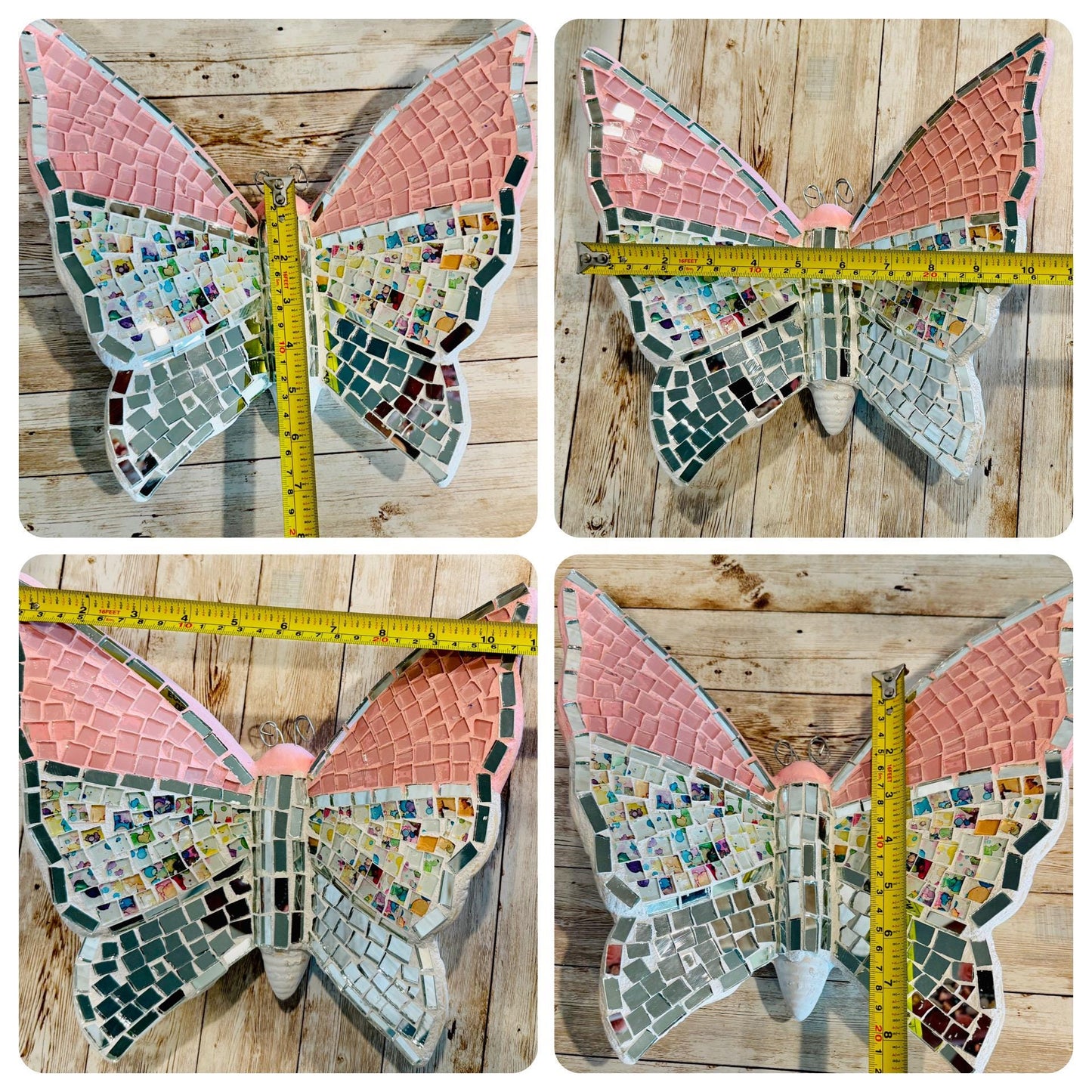 Handmade Mosaic Butterfly Pink Wallart Decoration Mariposa de Mosaico Mexicana DecoraciГіn para Hogar y Jardin