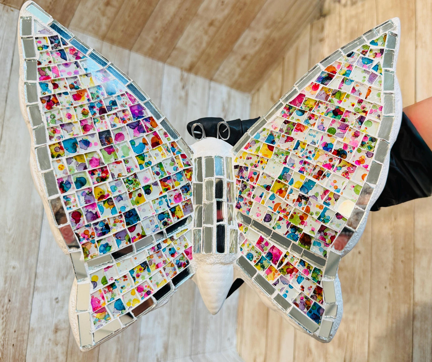 2 Handmade Mosaic Butterfly Wallart Decoration 2 Mariposas de Mosaico Mexicana Decoración para Hogar y Jardin