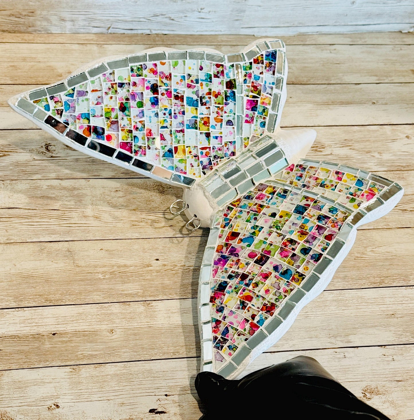 2 Handmade Mosaic Butterfly Wallart Decoration 2 Mariposas de Mosaico Mexicana Decoración para Hogar y Jardin