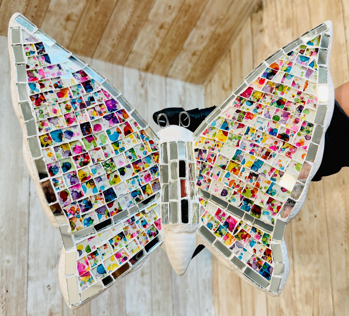 2 Handmade Mosaic Butterfly Wallart Decoration 2 Mariposas de Mosaico Mexicana Decoración para Hogar y Jardin