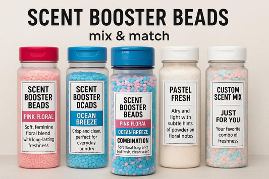 Scented Booster Beads in Reuseable Bottle Pink Floral, Ocean Breeze, Pastel Fresh and Combo of Freshness Mix and Match or Create Your Own