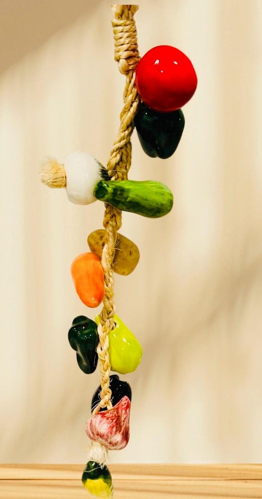 Decorative Hanging Vegetables on Rope Kitchen Deco Tomato Garlic Onion Pepper Decoracion de Verduras Mexicanas de Ceramica