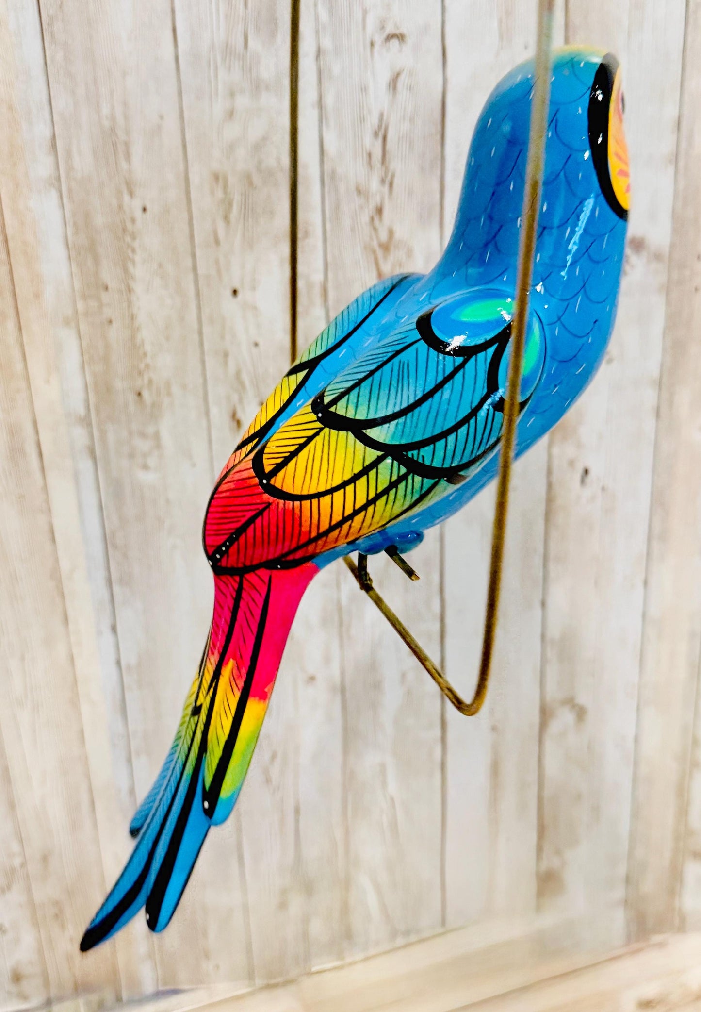 Hanging Exotic Bird in Ring Mexican Pottery Ceramic Pajaro De CerГЎmica