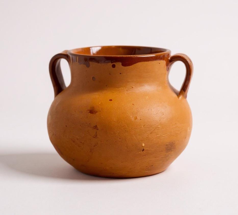 Mexican 3 Liter Terra Cota Pot With 2 Cups and 2 Plates Olla de Barro Mexicana de 3 Litros con 2 Tazas y 2 Platos de Barro